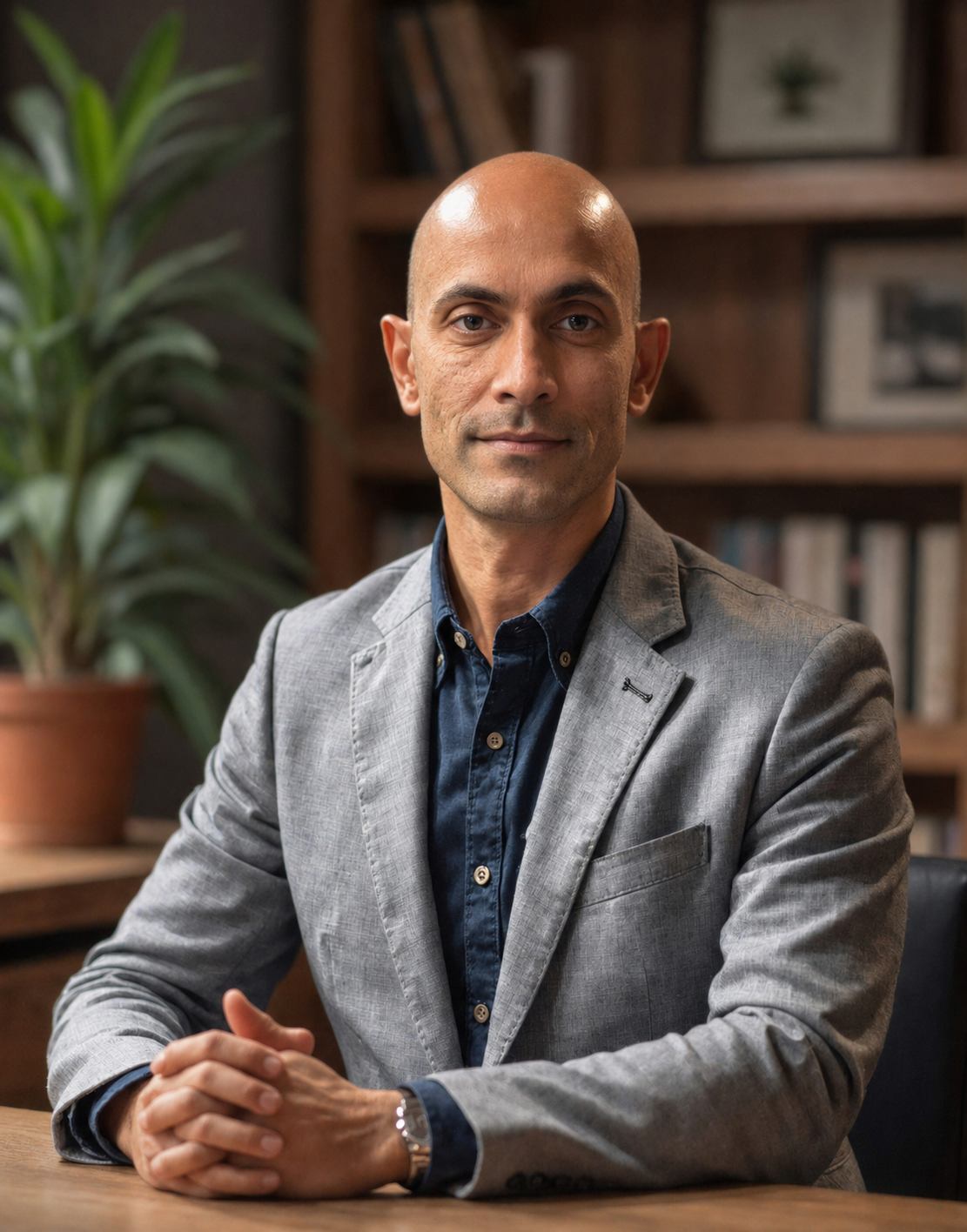 Portrait of Darryl Maurice, cybersecurity expert, seated in a study